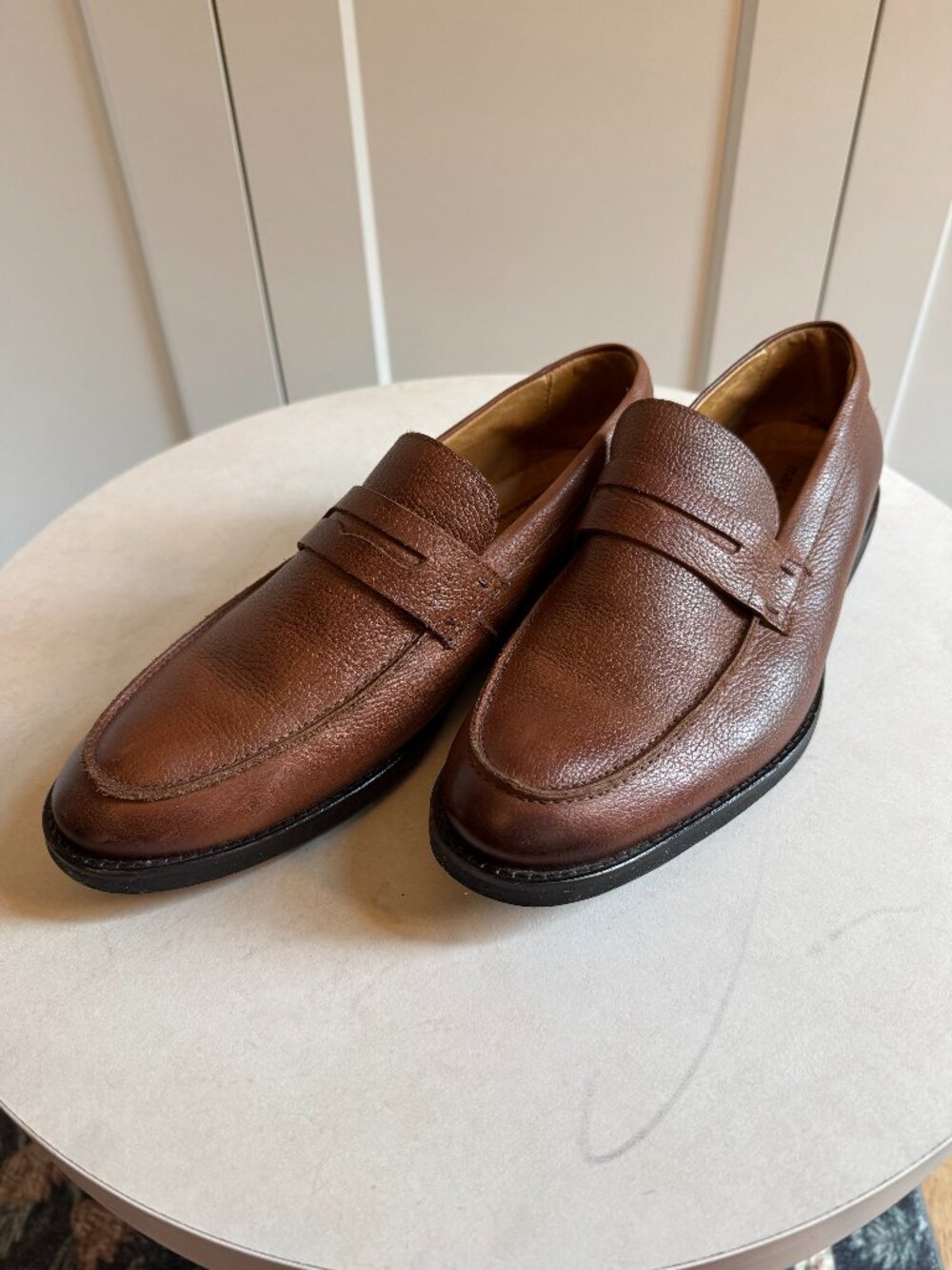 Marc Joseph NY Handcrafted Leather Penny Loafers - Cognac Brown - Size 9